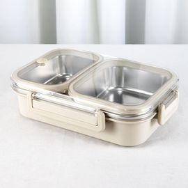 Coobinox® Microwave-Safe Stainless Steel Lunch Box (CO-40-22) - SUS 304 Dual Compartment (950ml, Beige)